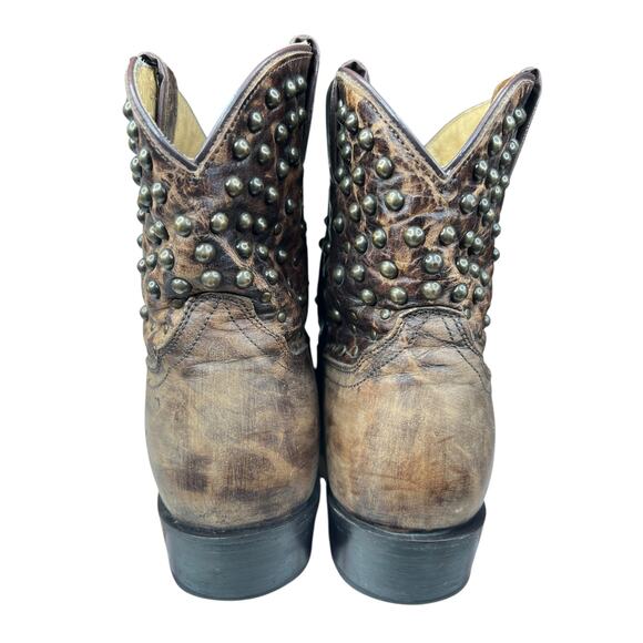 Frye Women’s Billy Brown Leather Studded Western Ankle Boots Size US 8 B - Picture 8 of 10